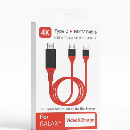 4K Type-C to HDTV Cable – USB-C Video & Charge Adapter for Samsung Galaxy