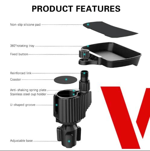 Vacallity Car Cup Holder Expander Tray - 4 - in - 1 Adjustable, 360° Rotation - Saif Al Najmi KwCup HolderMy StoreSaif Al Najmi KwTRAY CUP-A044.5Vacallity Car Cup Holder Expander Tray - Saif Al Najmi Kw