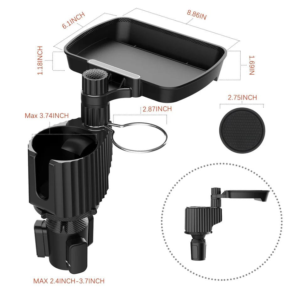 Vacallity Car Cup Holder Expander Tray - 4 - in - 1 Adjustable, 360° Rotation - Saif Al Najmi KwCup HolderMy StoreSaif Al Najmi KwTRAY CUP-A044.5Vacallity Car Cup Holder Expander Tray - Saif Al Najmi Kw