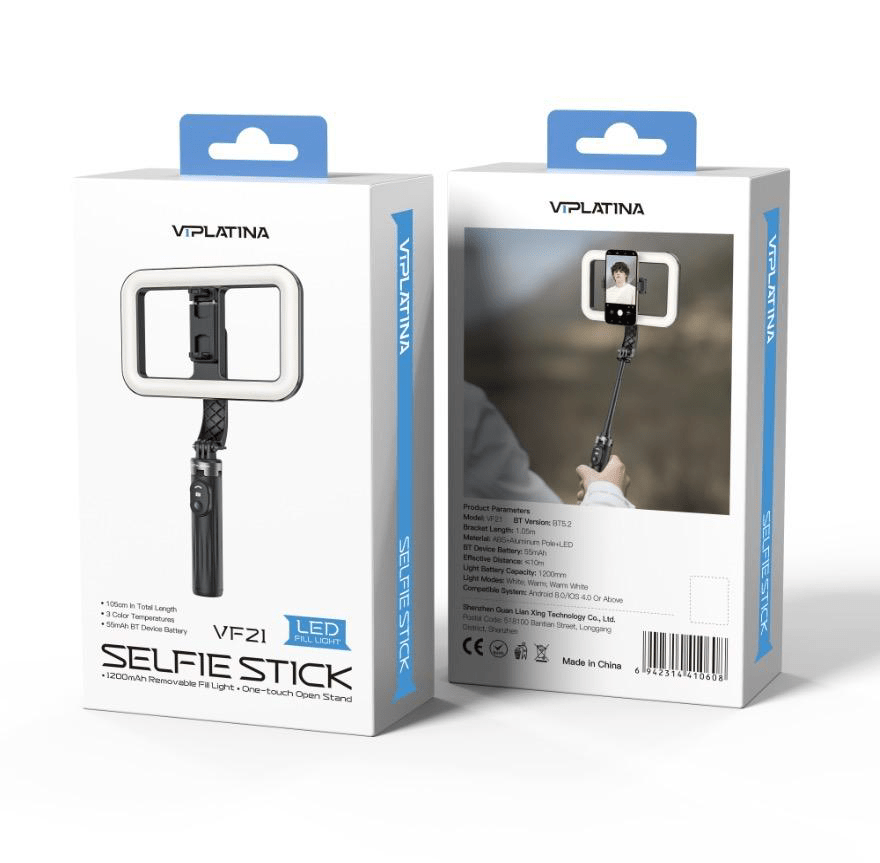 VIPLATINA VF21 LED Selfie Stick – Bluetooth Tripod with 1200mAh Fill Light & One - Touch Stand - Saif Al Najmi KwTripodsviplatinaSaif Al Najmi KwVIPLATINA VF21 LED Selfie Stick – Bluetooth Tripod with 1200mAh Fill Light & One - Touch Stand