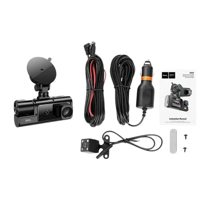 Hoco DI60 World Black Car Camera – Dash Cam with 3 Screens, Full HD, Parking