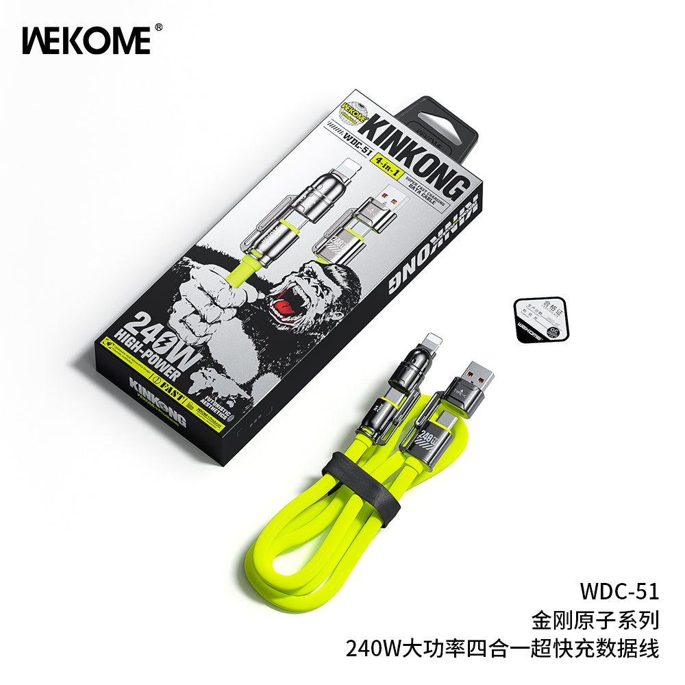WEKOME WDC - 51 – Kinkong Series 240W High - Power Cable (4 - in - 1) - Saif Al Najmi KwFAST USB - C CABLESwekomeSaif Al Najmi KwYellow/GrayWEKOME WDC - 51 – Kinkong Series 240W High - Power Cable (4 - in - 1)