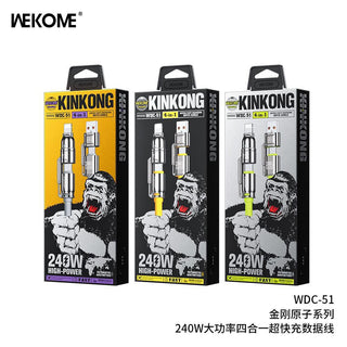 WEKOME WDC - 51 – Kinkong Series 240W High - Power Cable (4 - in - 1) - Saif Al Najmi KwFAST USB - C CABLESwekomeSaif Al Najmi KwYellow/GrayWEKOME WDC - 51 – Kinkong Series 240W High - Power Cable (4 - in - 1)