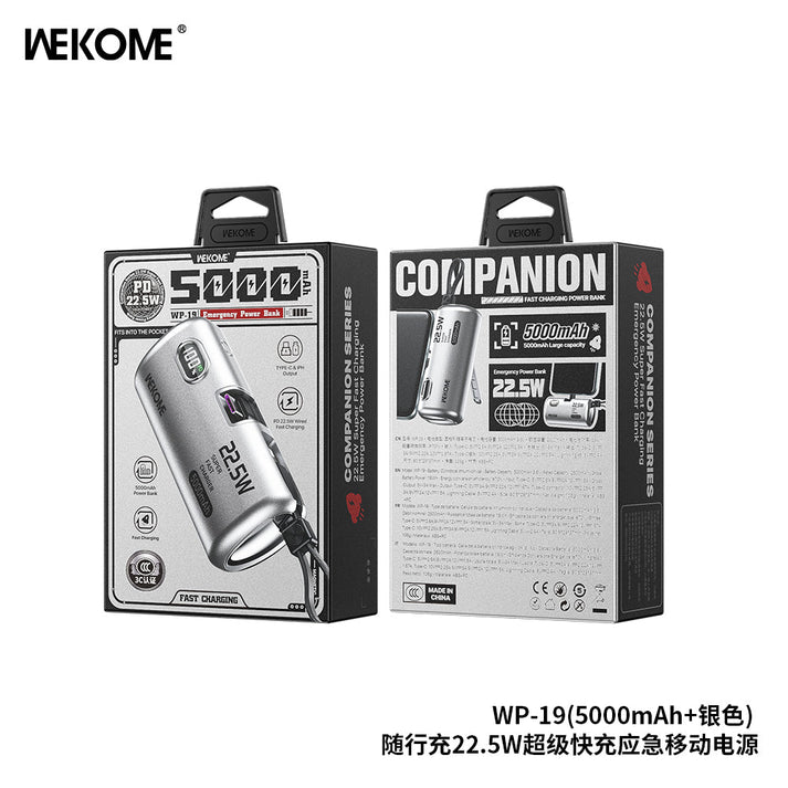 WEKOME WP - 19 – 22.5W Emergency Power Bank (5000mAh) - Saif Al Najmi KwPower BankswekomeSaif Al Najmi KwSilverWEKOME WP - 19 – 22.5W Emergency Power Bank (5000mAh)