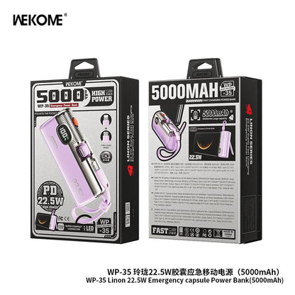 WEKOME WP - 35 Emergency Capsule Power Bank 5000mAh – 22.5W Fast Charging + LED Flashlight - Saif Al Najmi KwWireless Power BankswekomeSaif Al Najmi KwGreenWEKOME WP - 35 Emergency Capsule Power Bank 5000mAh – 22.5W Fast Charging + LED Flashlight
