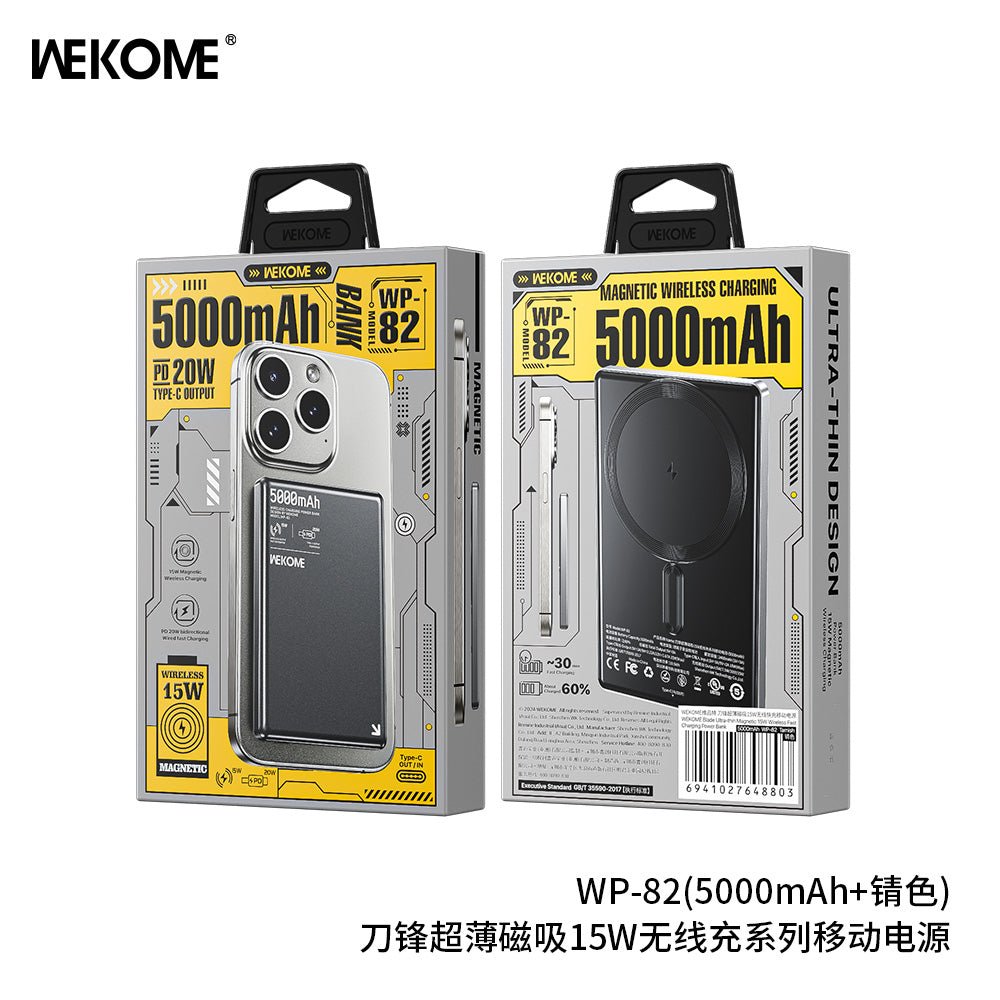 WEKOME WP - 82 Magnetic Power Bank 5000mAh – PD 20W + 15W Wireless Fast Charging - Saif Al Najmi KwWireless Power BankswekomeSaif Al Najmi KwBlueWEKOME WP - 82 Magnetic Power Bank 5000mAh – PD 20W + 15W Wireless Fast Charging
