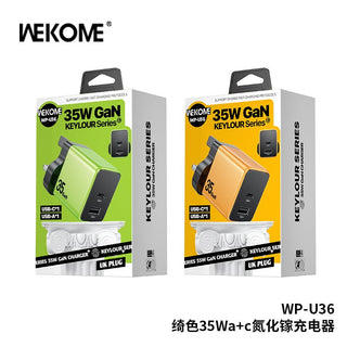 WEKOME WP - U36 GaN Charger - 35W Fast Charging with USB - C and USB - A Ports - Saif Al Najmi KwAdapterwekomeSaif Al Najmi KwYellowWEKOME WP - U36 GaN Charger - 35W Fast Charging with USB - C and USB - A Ports - Saif Al Najmi Kw