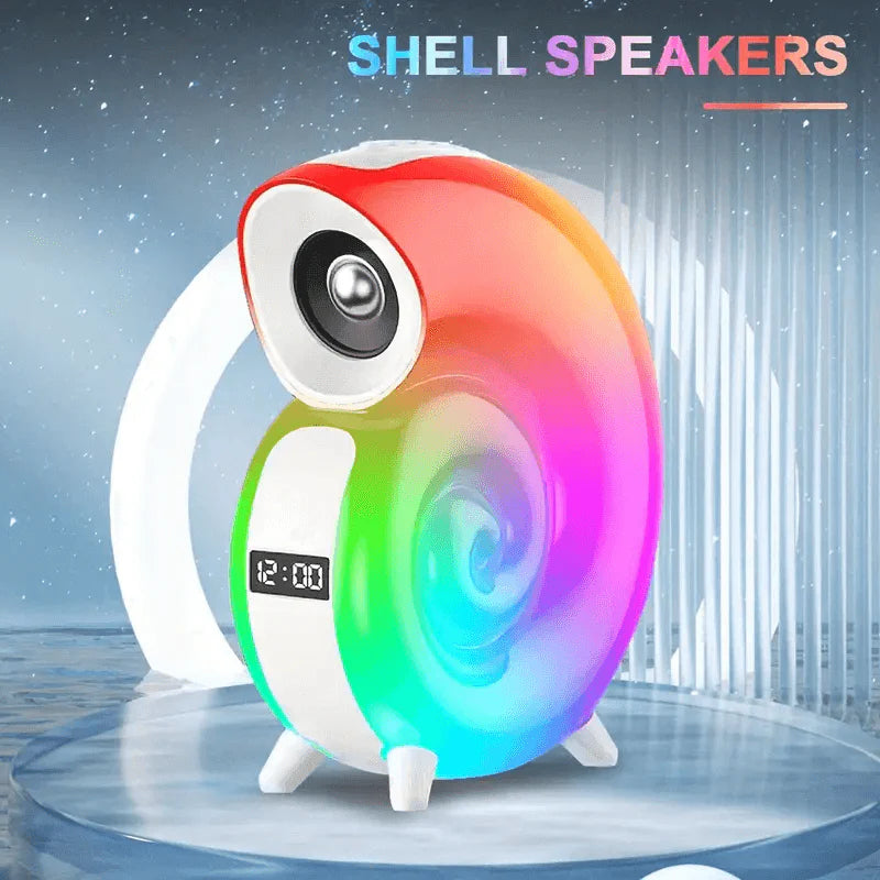 KP-556 Conch Colorful Music Lamp – Wireless Bluetooth Speaker with Alarm Clock & Multi-Color LED Effects
