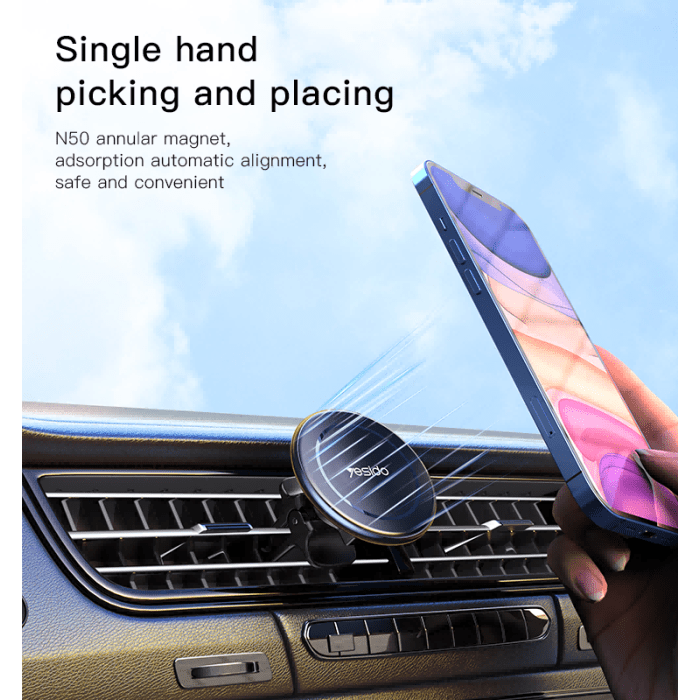 Yesido C126 Magnetic Car Phone Holder – Strong Grip Mount, Black - Saif Al Najmi KwPhone HolderyesidoSaif Al Najmi KwYesido C126 Magnetic Car Phone Holder – Strong Grip Mount, Black