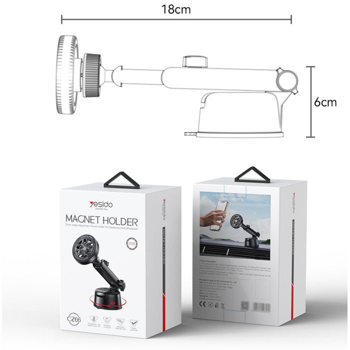 Yesido C266 360° Rotation Car Dashboard Magnetic Phone Holder – Ring - Shaped N52 Magnet Mount - Saif Al Najmi KwPhone HolderyesidoSaif Al Najmi KwYesido C266 360° Rotation Car Dashboard Magnetic Phone Holder – Ring - Shaped N52 Magnet Mount