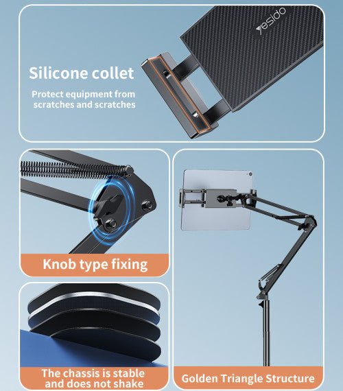 YESIDO C295 360° Tablet Floor Stand – Adjustable Lazy Arm Bracket - Saif Al Najmi KwPhone HolderyesidoSaif Al Najmi KwYESIDO C295 360° Tablet Floor Stand – Adjustable Lazy Arm Bracket
