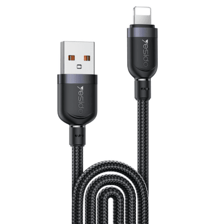 Yesido CA134L USB to 8 - Pin Charging Data Cable – 3M, 12W (Black) - Saif Al Najmi KwData CablesyesidoSaif Al Najmi KwYesido CA134L USB to 8 - Pin Charging Data Cable – 3M, 12W (Black)