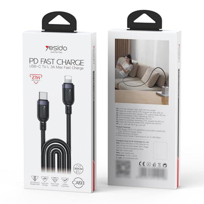 Yesido CA193 27W Type - C to Lightning Data Cable – 3m (Black) - Saif Al Najmi KwData CablesyesidoSaif Al Najmi KwYesido CA193 27W Type - C to Lightning Data Cable – 3m (Black)