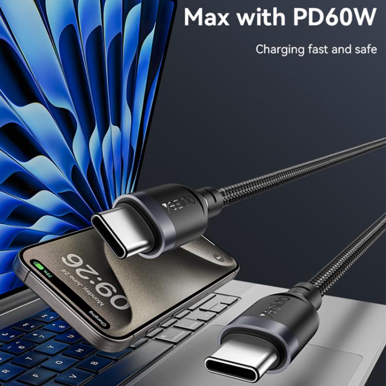 Yesido CA194 USB - C to USB - C Charging & Data Cable – 60W, 3m (Black) - Saif Al Najmi KwData CablesyesidoSaif Al Najmi KwYesido CA194 USB - C to USB - C Charging & Data Cable – 60W, 3m (Black)