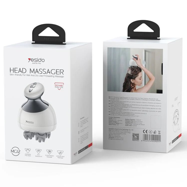 Yesido MG12 Waterproof Intelligent Head Massager – IPX7, White - Saif Al Najmi KwgadgetsyesidoSaif Al Najmi KwYesido MG12 Waterproof Intelligent Head Massager – IPX7, White