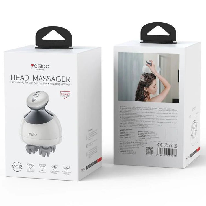 Yesido MG12 Waterproof Intelligent Head Massager – IPX7, White - Saif Al Najmi KwgadgetsyesidoSaif Al Najmi KwYesido MG12 Waterproof Intelligent Head Massager – IPX7, White