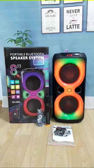 YR - 2802 Portable Bluetooth Speaker System – 8" Dual Woofer RGB Party Speaker - Saif Al Najmi KwLed Wireless SpeakersSaif Al Najmi KwSaif Al Najmi KwYR - 2802 Portable Bluetooth Speaker System – 8" Dual Woofer RGB Party Speaker