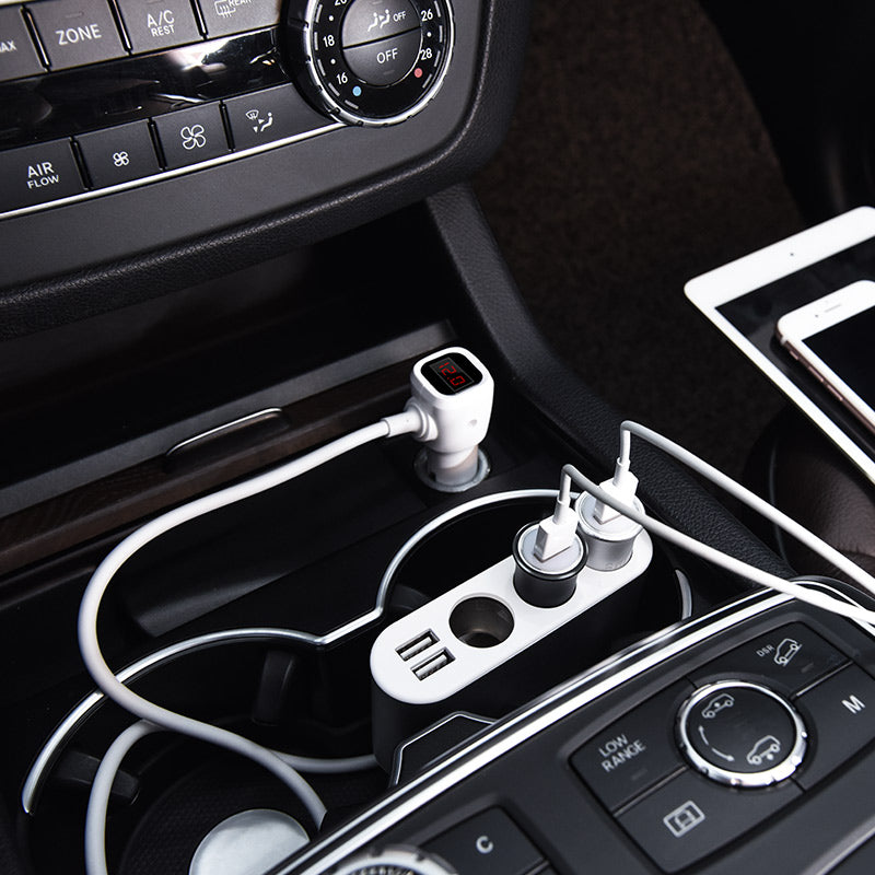 Z13 LCD one-pull-three car charger - silver - Saif Al Najmi Kw