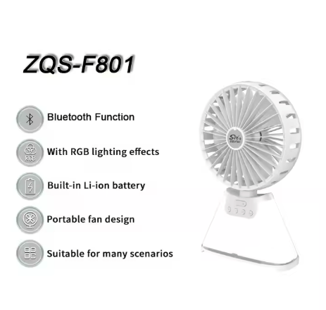 ZQS - F801 Rechargeable Table Fan with Bluetooth Speaker & Emergency Lamp - Saif Al Najmi KwCooling FansSaif Al NajmiSaif Al Najmi KwZQS - F801 Rechargeable Table Fan with Bluetooth Speaker & Emergency Lamp